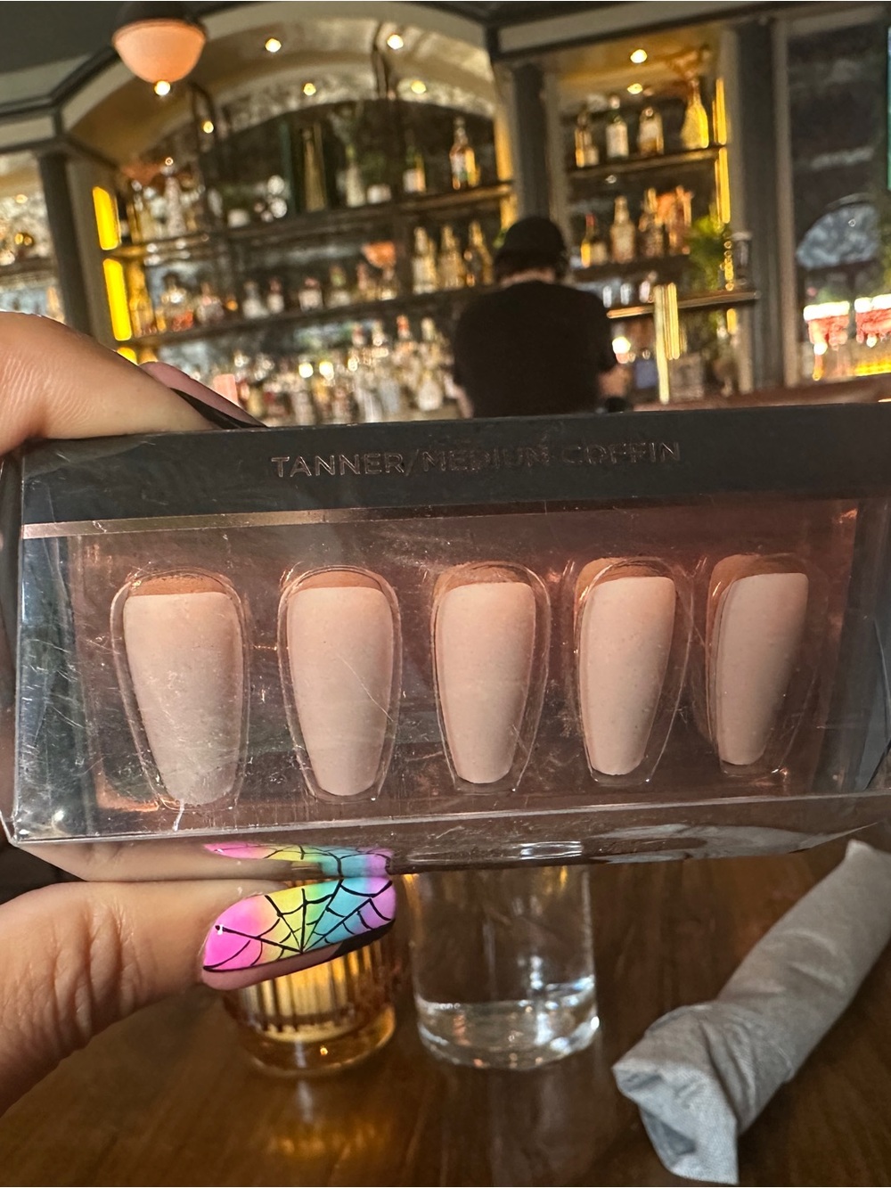 Neutral Coffin Press-On Nails - Tanner